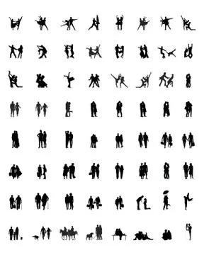 Silhouettes of couples Stock Illustration