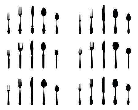 Silhouettes of cutlery Stock Illustration