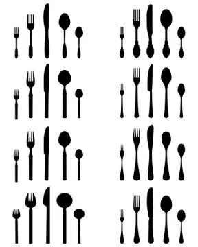 Silhouettes of cutlery Stock Illustration