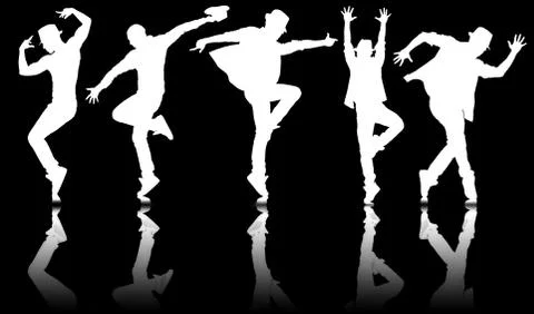 Silhouettes of dancers in dancing concept イラスト素材