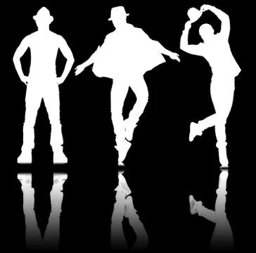Silhouettes of dancers in dancing concept Illustrazione stock