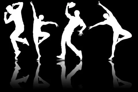 Silhouettes of dancers in dancing concept Illustrazione stock