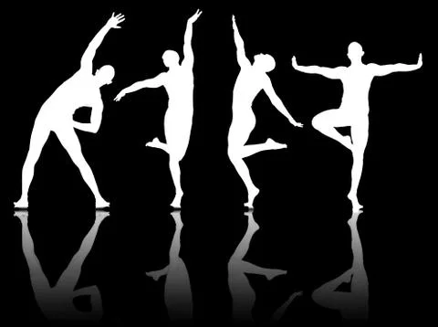 Silhouettes of dancers in dancing concept イラスト素材