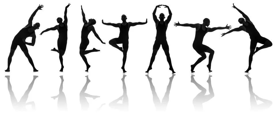 Silhouettes of dancers in dancing concept イラスト素材