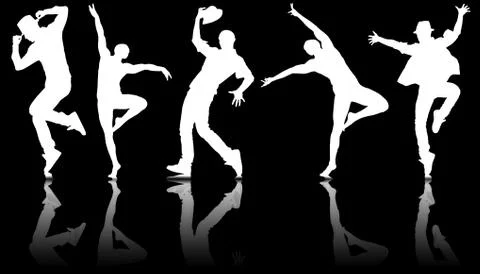 Silhouettes of dancers in dancing concept Illustrazione stock