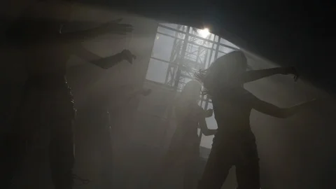 Silhouettes dancing choreographically 스톡 동영상 125530110