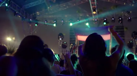 Silhouettes dancing at concert Stock Footage 63082969