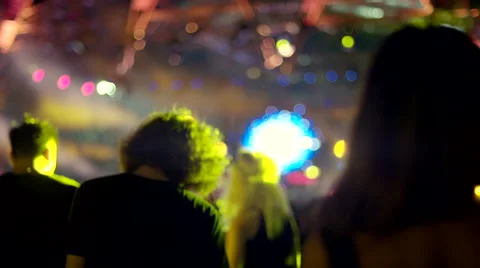 Silhouettes dancing at concert Stock Footage 63083028