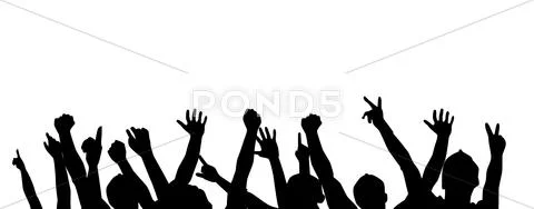 Silhouettes of dancing people in concert Stock Illustration