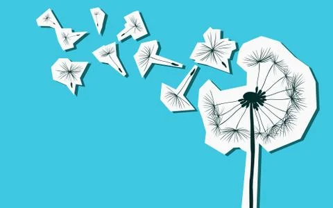 Silhouettes of dandelion in the wind Stock Illustration