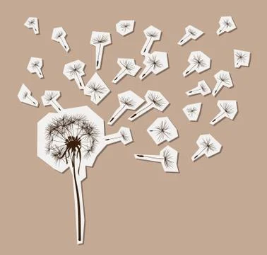 Silhouettes of dandelion in the wind Stock Illustration