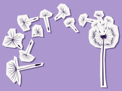 Silhouettes of dandelion in the wind Stock Illustration