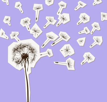 Silhouettes of dandelion in the wind Stock Illustration