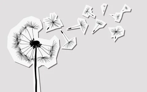 Silhouettes of dandelion in the wind Stock Illustration