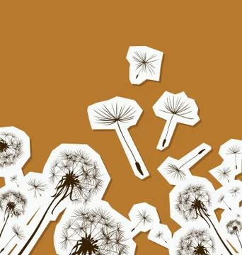 Silhouettes of dandelions in the wind Stock Illustration