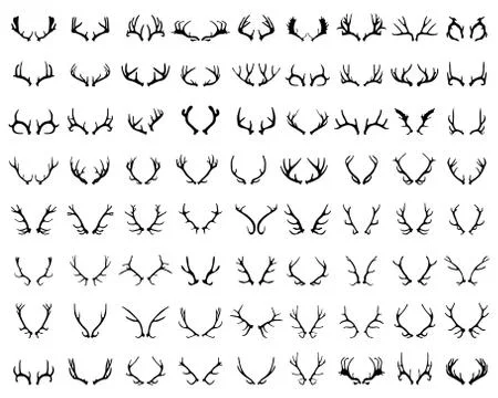Silhouettes of deer horns Stock Illustration