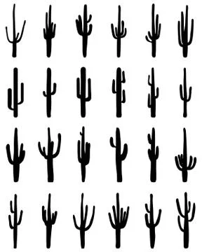Silhouettes of different cactus Illustrazione stock