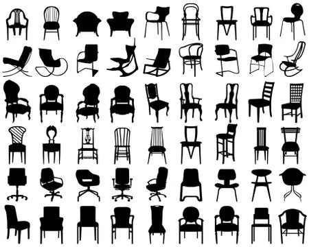 Silhouettes of different chairs Stock Illustration