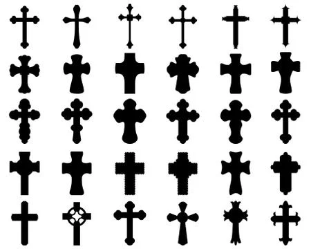 Silhouettes of different crosses Stock Illustration