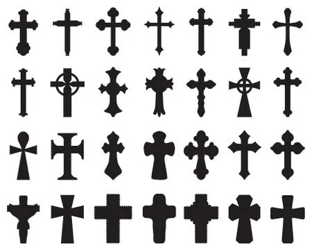 Silhouettes of different crosses Stock Illustration