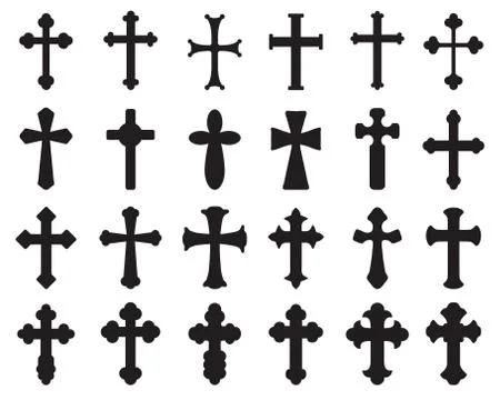 Silhouettes of different crosses Stock Illustration