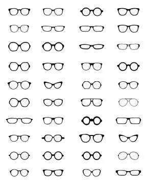 Silhouettes of different eyeglasses Stock Illustration