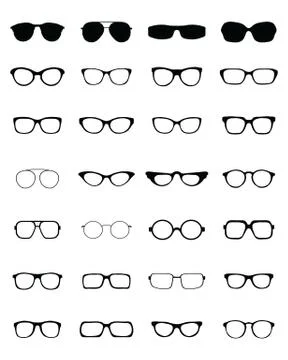 Silhouettes of different eyeglasses Stock Illustration