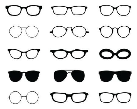Silhouettes of different eyeglasses Stock Illustration