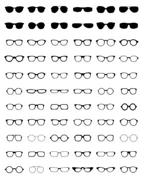 Silhouettes of different eyeglasses Stock Illustration