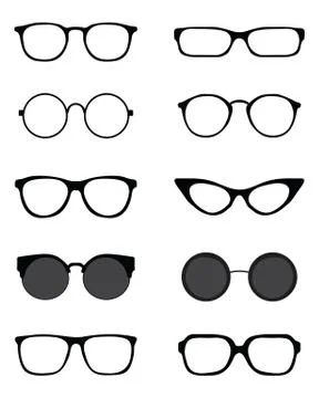 Silhouettes of different eyeglasses Stock Illustration