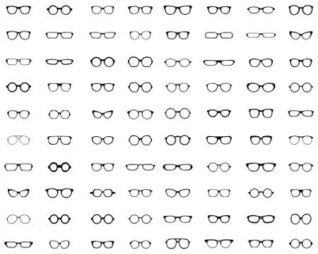 Silhouettes of different  eyeglasses Stock Illustration