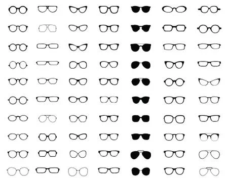 Silhouettes of different eyeglasses Stock Illustration