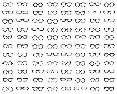 Silhouettes of different eyeglasses Illustrazione stock