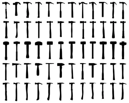 Silhouettes of different hammer Stock Illustration
