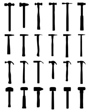 Silhouettes of different hammer Stock Illustration