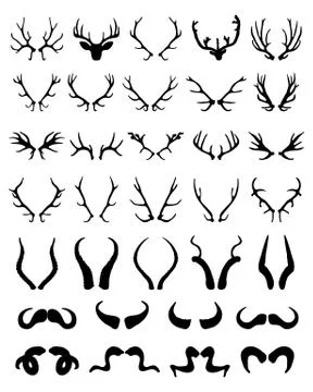 Silhouettes of different horns Stock Illustration