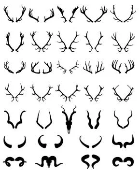 Silhouettes of different horns Stock Illustration
