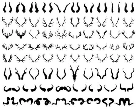 Silhouettes of different horns Stock Illustration