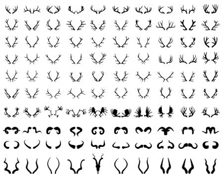 Silhouettes of different horns Stock Illustration
