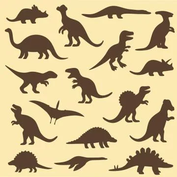Silhouettes of dinosaur Stock Illustration