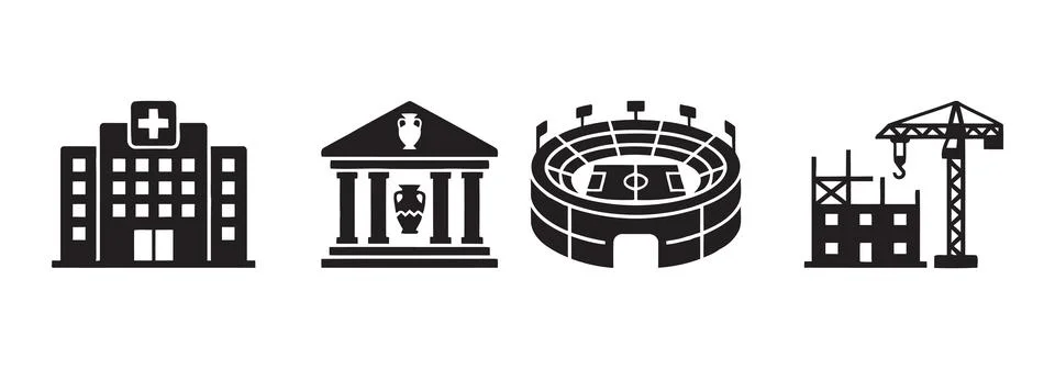 Silhouettes of Diverse Urban Structures Illustrazione stock