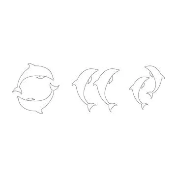 Silhouettes of dolphines Stock Illustration