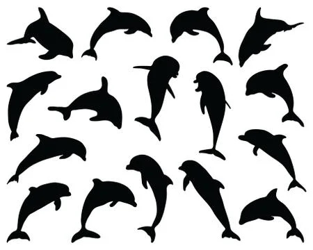 Silhouettes of dolphins Stock Illustration