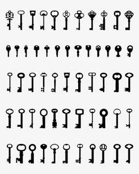 Silhouettes of door keys Stock Illustration
