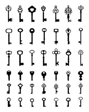 Silhouettes of door keys Stock Illustration