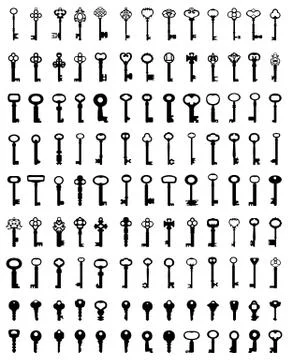 Silhouettes of door keys Stock Illustration