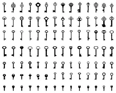 Silhouettes of door keys Stock Illustration