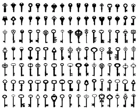 Silhouettes of door keys Stock Illustration