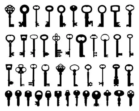Silhouettes of door  keys Stock Illustration