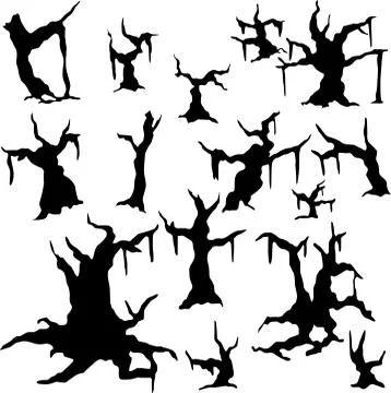 Silhouettes of dried-up trees Stock Illustration